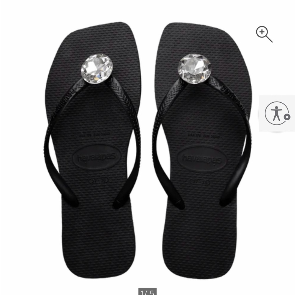 Havaianas Black Sandals with Rhinestone Embellishment